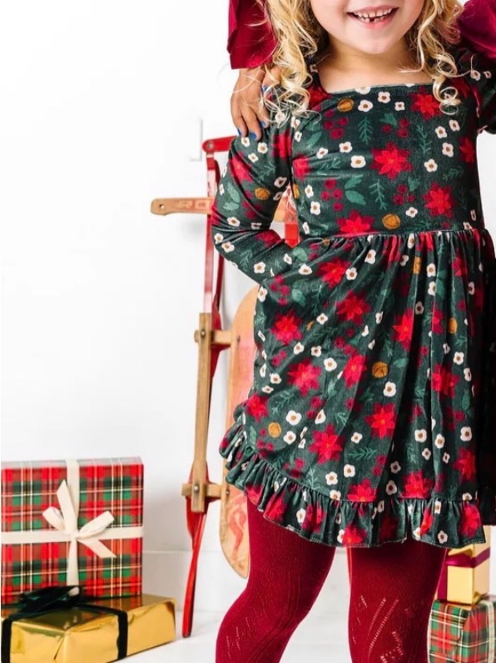 Girlhood by Little Stocking Co Girls Poinsettia Twirl Dress-10